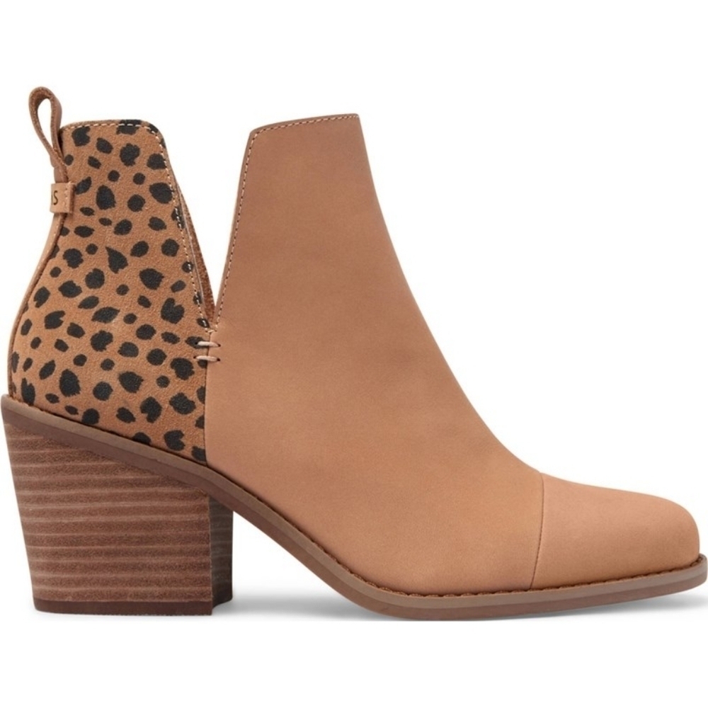 TOMS - WOMEN EVERLY CUTOUT BOOTS cheetah honey leather ankle sz 8.5